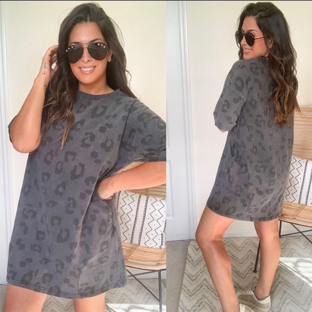Oversized Animal Print T-Shirt Dress